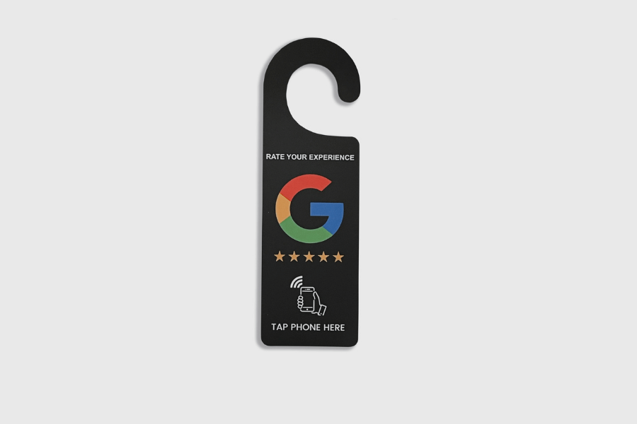 Google Review ajtókilincsre akasztható címke