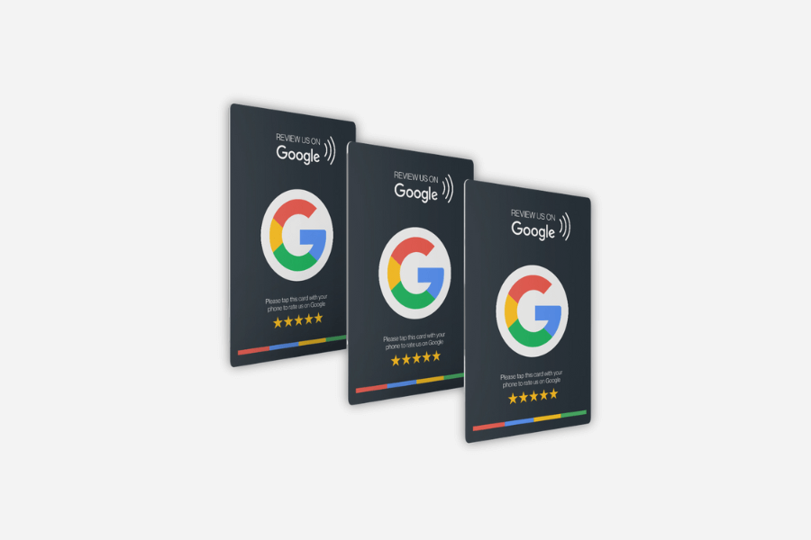 Fekete Google-értékelési kártyák