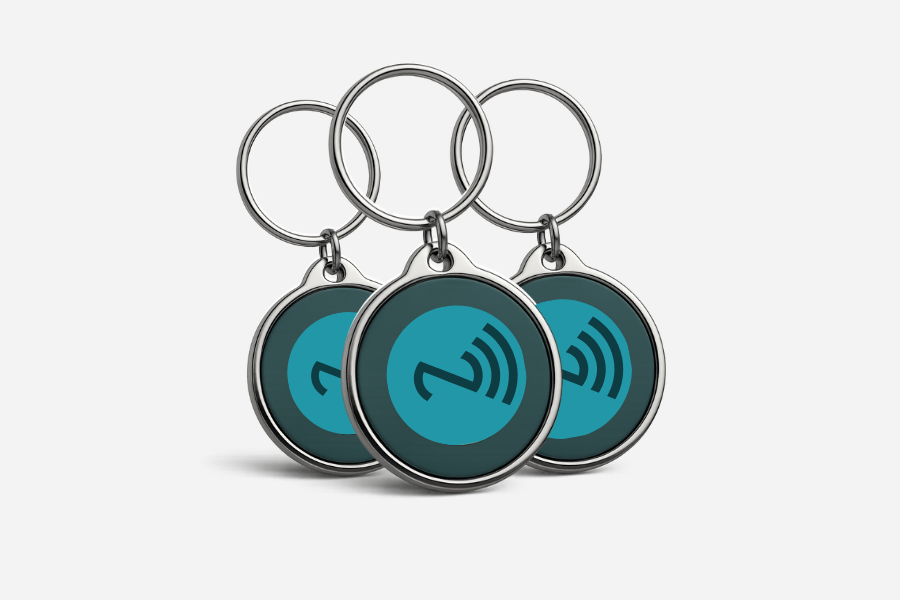 NFC kulcstartó, fém, kerek, NTAG215 (3 darab)
