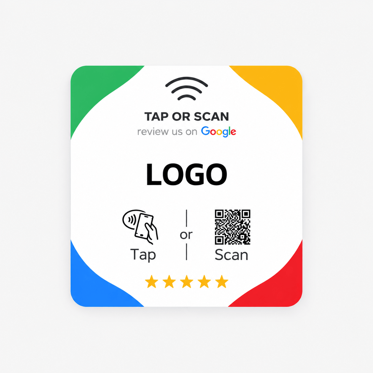 Google Review matricák, PVC, négyzet alakú, 100x100 mm – Saját tervezés